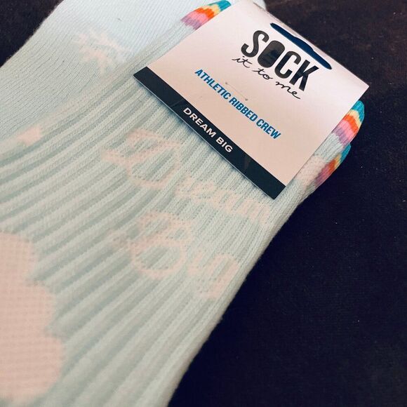 2 Pairs Sock It To Me Crew Socks Dancing Bananas Dream Big Rainbow New with Tags - Picture 5 of 6